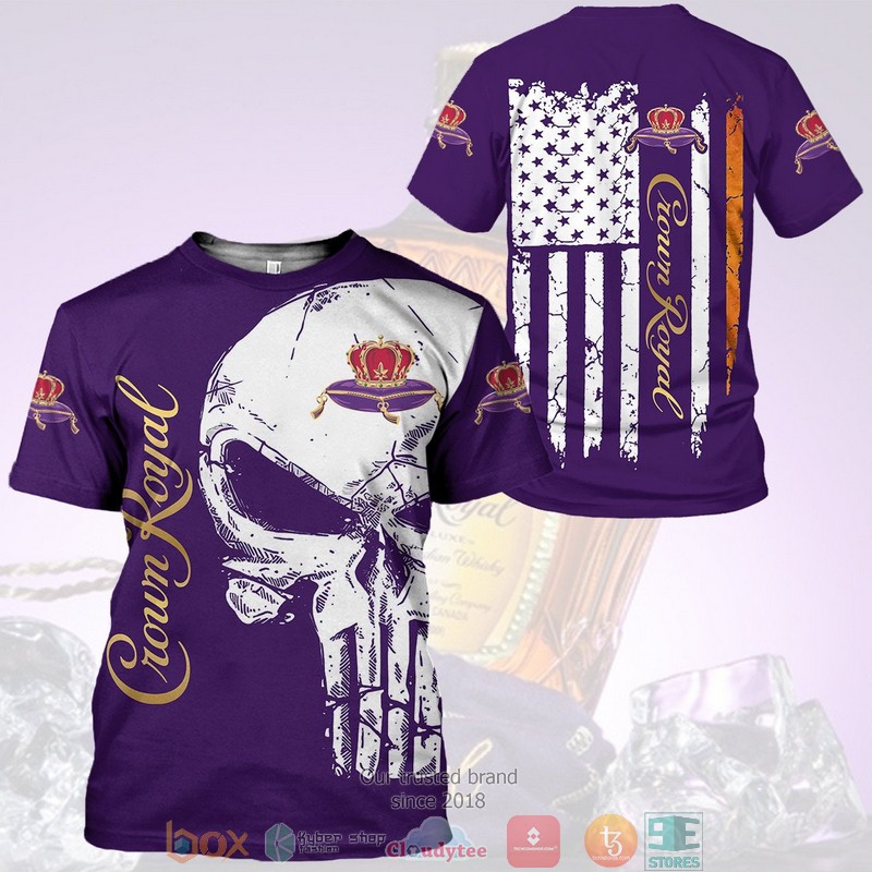 HOT Skull Punisher Crown Royal American flag All Over Printed 3D Shirt, Hoodie 2 Skull Punisher Crown Royal American flag 3D Shirt Hoodie 1
