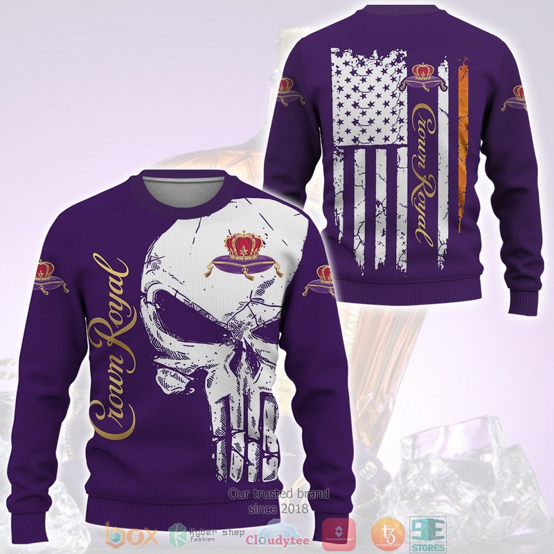 HOT Skull Punisher Crown Royal American flag All Over Printed 3D Shirt, Hoodie 3 Skull Punisher Crown Royal American flag 3D Shirt Hoodie 1 2