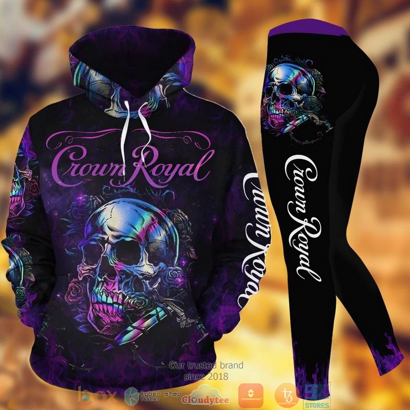 HOT Skull Rose Crown Royal All Over Printed 3D hoodie, leggings 3 Skull Rose Crown Royal 3D hoodie leggings
