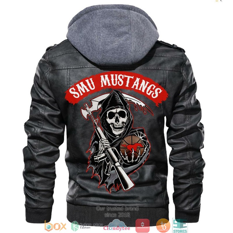 Smu Mustangs NCAA Basketball Sons Of Anarchy Black Motorcycle Leather Jacket 4 Smu Mustangs NCAA Basketball Sons Of Anarchy Black Motorcycle Leather Jacket