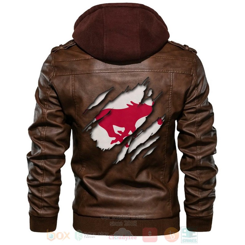 Smu Mustangs NCAA Brown Motorcycle Leather Jacket