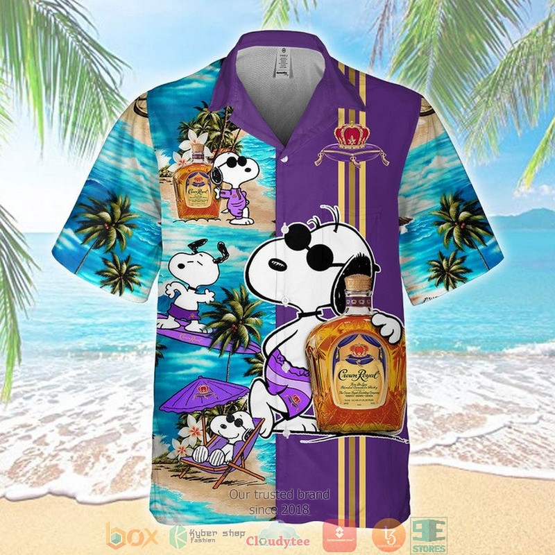 NEW Snoopy Crown Royal beach purple hawaiian shirt 2 Snoopy Crown Royal beach purple hawaiian shirt 1