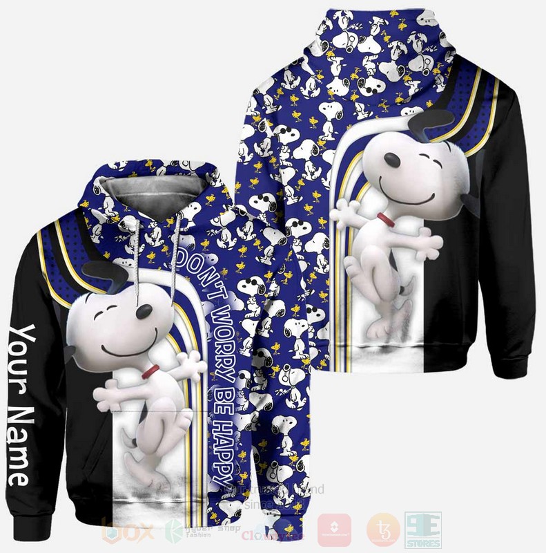 Snoopy Dont Worry Be Happy Custom Name 3D Hoodie Leggings 1