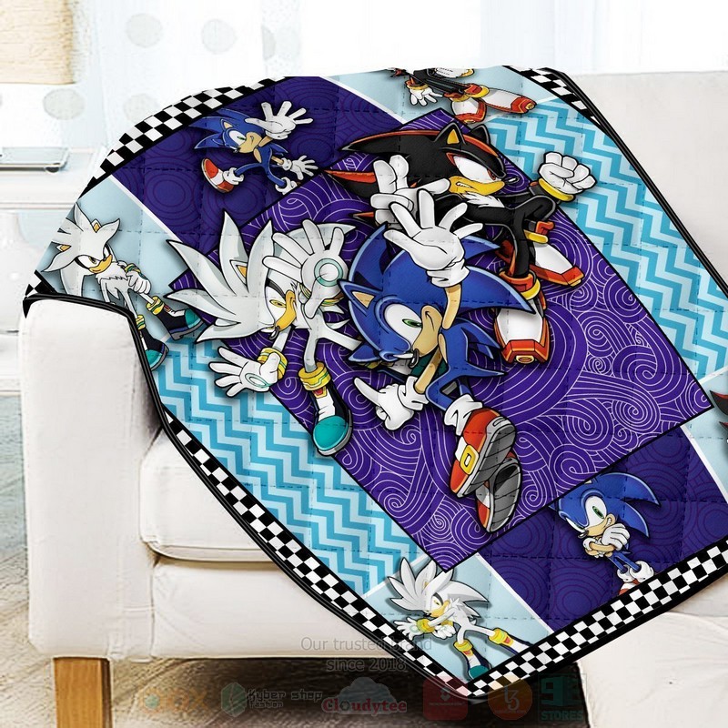 BEST Sonic Trio Cartoon Quilted Fabric 3 Sonic Trio Cartoon Quilt 1 2