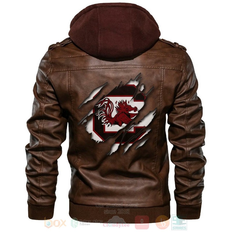 South Carolina Gamecocks NCAA Brown Motorcycle Leather Jacket