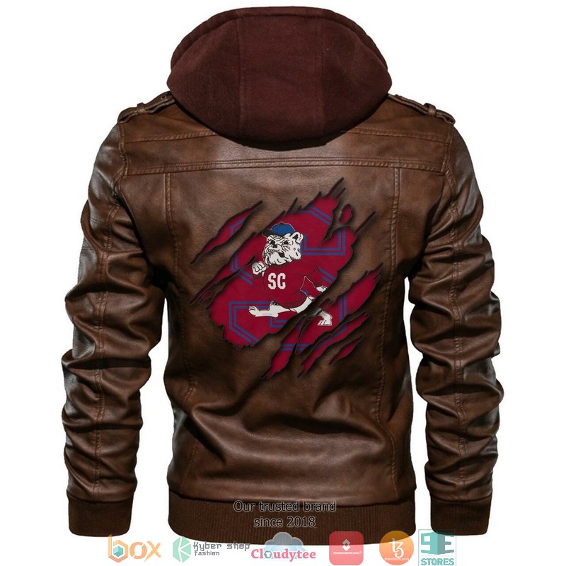 South Carolina State Bulldogs NCAA Brown Motorcycle Leather Jacket