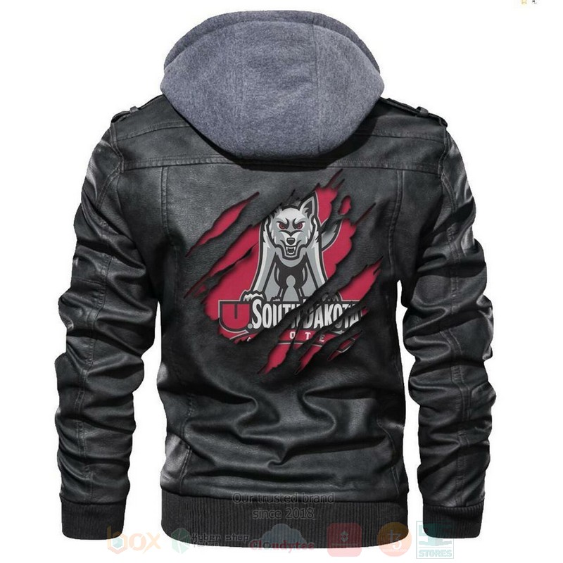 BEST South Dakota Coyotes NCAA Champions Black Zipper Jacket Leather 4 South Dakota Coyotes NCAA Blacks Leather Jacket