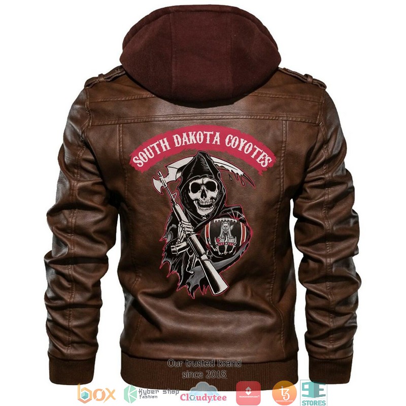 South Dakota Coyotes NCAA Football Sons Of Anarchy Brown Motorcycle Leather Jacket