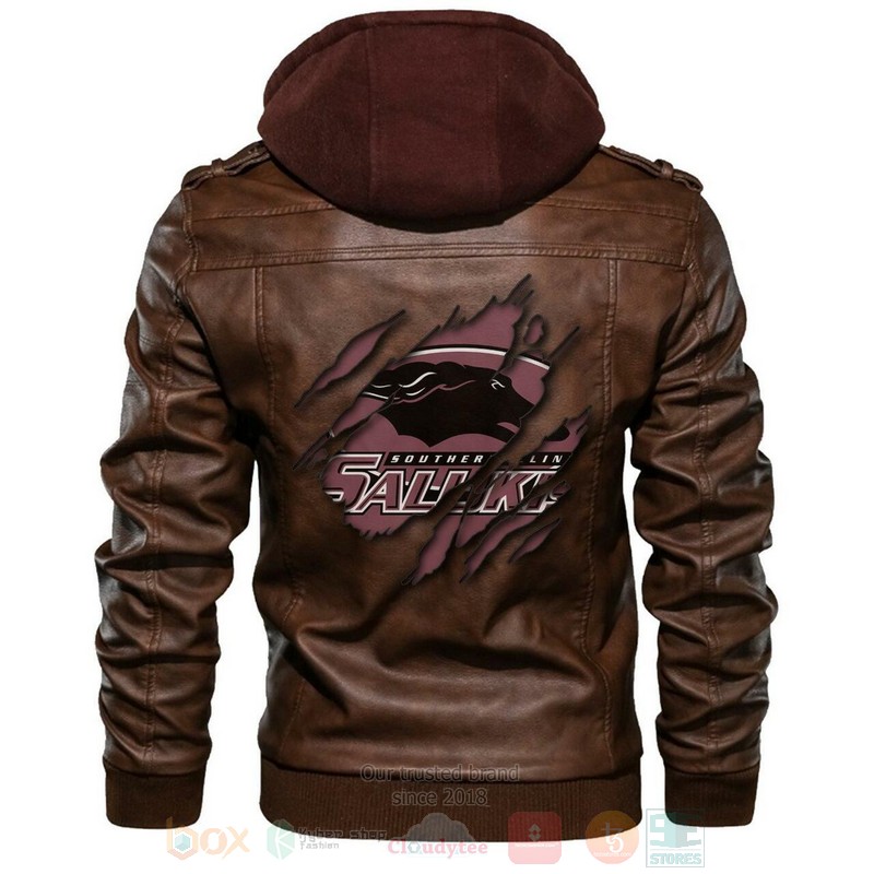 Southern Illinois Salukis NCAA Brown Motorcycle Leather Jacket