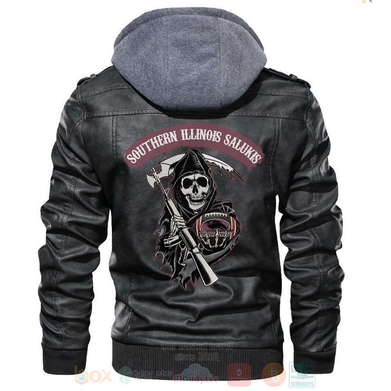 Southern Illinois Salukis NCAA Sons of Anarchy Black Motorcycle Leather Jacket