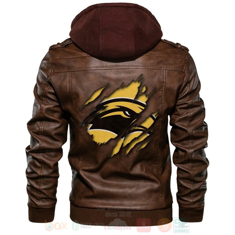 BEST Southern Miss Golden Eagles NCAA Champions Browns Zipper Jacket Leather 5 Southern Miss Golden Eagles NCAA Browns Leather Jacket