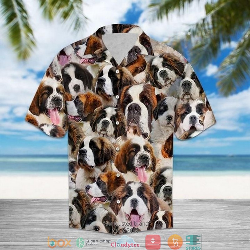 St Bernard Dog Short Sleeve Hawaiian Shirt 2 St Bernard Dog Short Sleeve Hawaiian Shirt