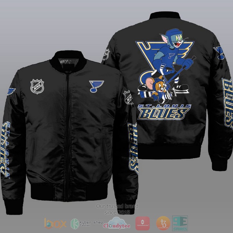 NEW St Louis Blues NHL Tom And Jerry Bomber Jacket 6 St Louis Blues NHL Tom And Jerry Bomber Jacket