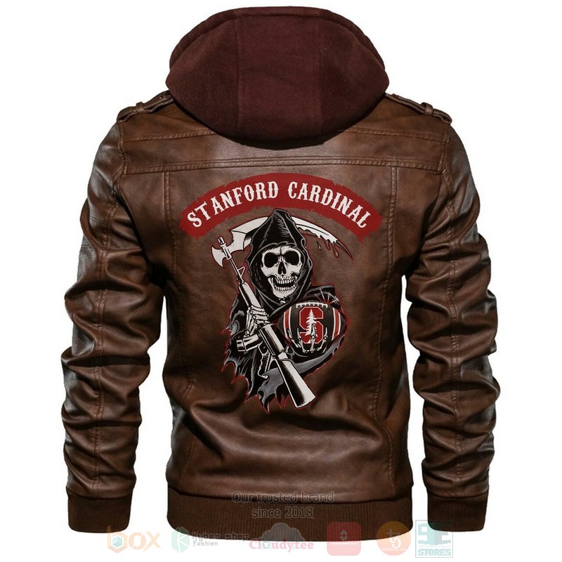 BEST NCAA Teams Stanford Cardinal Sons of Anarchy Brown Motorcycle Rider Zipper Jacket Leather 5 Stanford Cardinal NCAA Sons of Anarchy Brown Motorcycle Leather Jacket