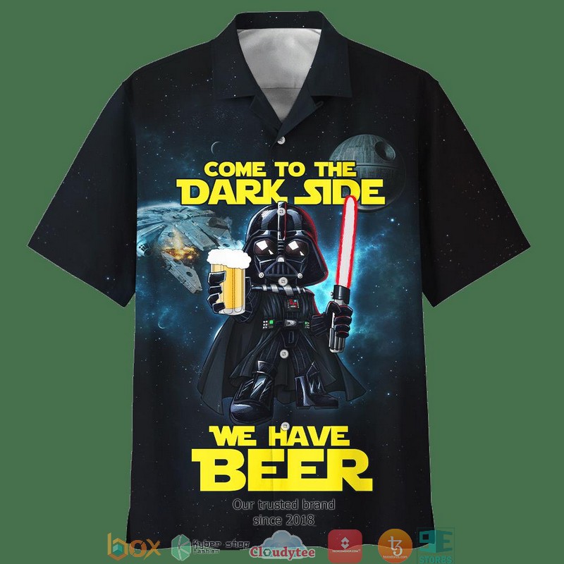 Star Wars Darth Vader Come To The Dark Side We Have Beer Short Sleeve Hawaiian Shirt