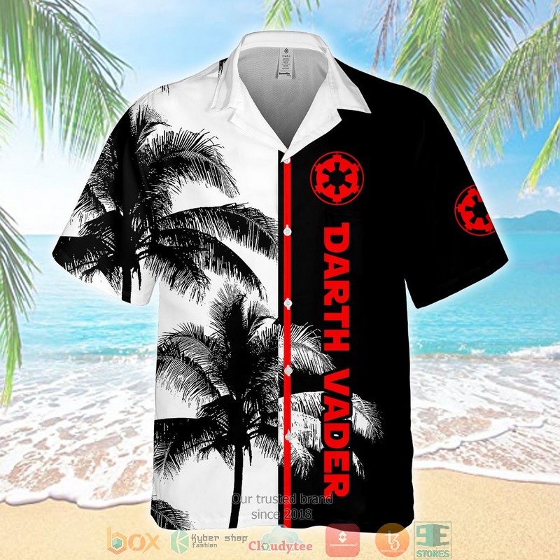 NEW Star Wars Darth Vader palm tree black white hawaiian shirt 3 Star Wars Darth Varder palm tree black white hawaiian shirt 1 2