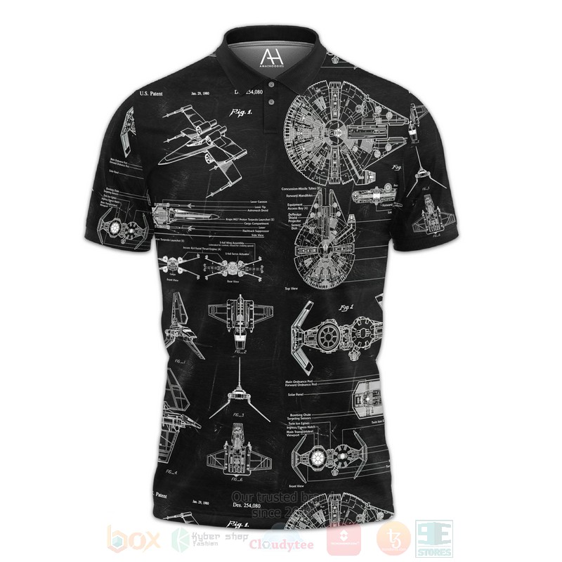 BEST Star Wars Patent Black Premium Polo Shirt 2 Star Wars Patent Black Polo Shirt 1