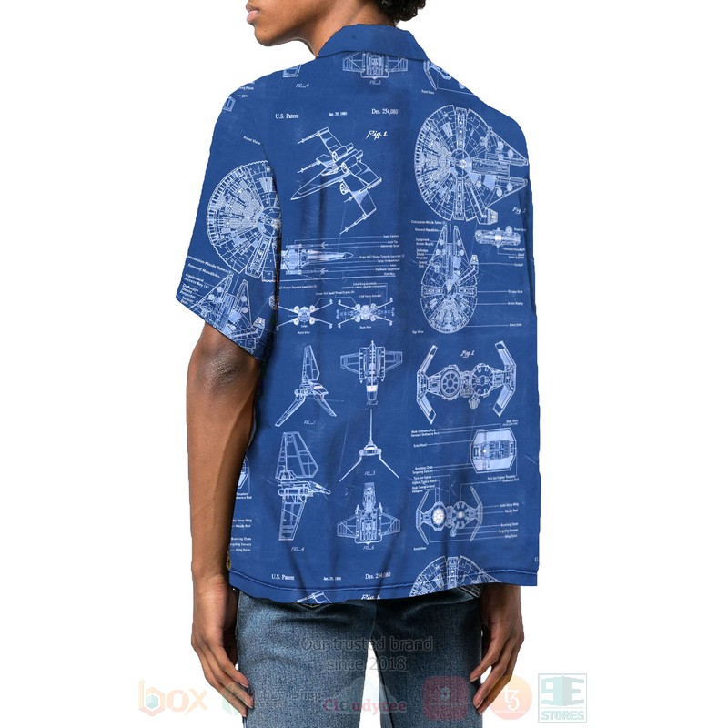 BEST Star Wars Patent Blue All Over Print Hawaiian Shirt 4 Star Wars Patent Blue Hawaiian Shirt 1 2 3