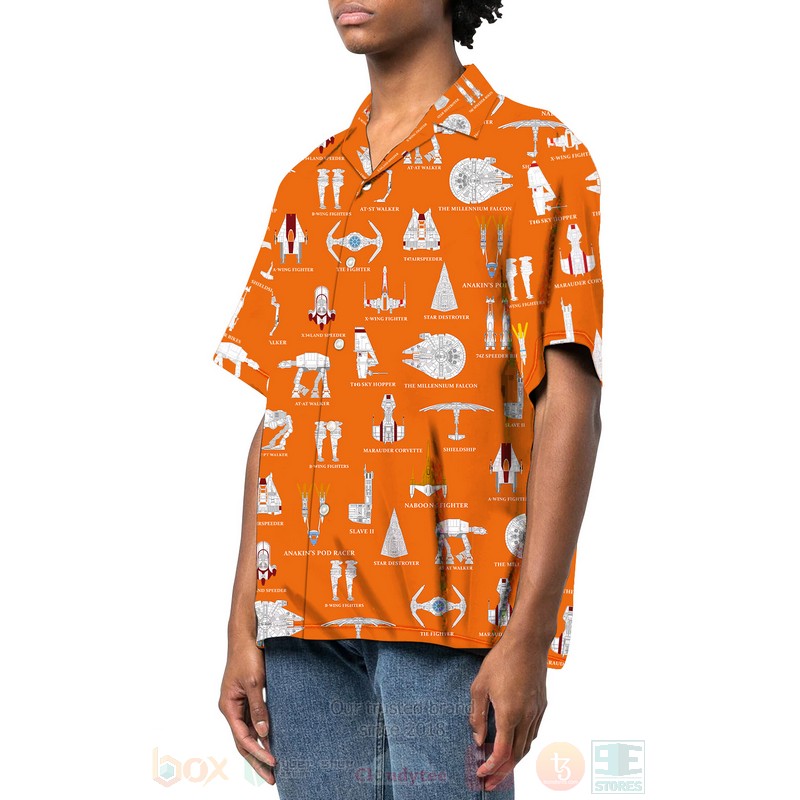 BEST Star Wars StarShips Orange All Over Print Hawaiian Shirt 2 Star Wars Ships Orange Hawaiian Shirt 1