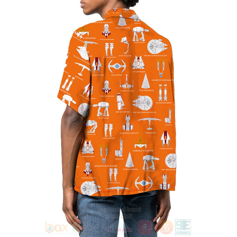 BEST Star Wars StarShips Orange All Over Print Hawaiian Shirt 3 Star Wars Ships Orange Hawaiian Shirt 1 2