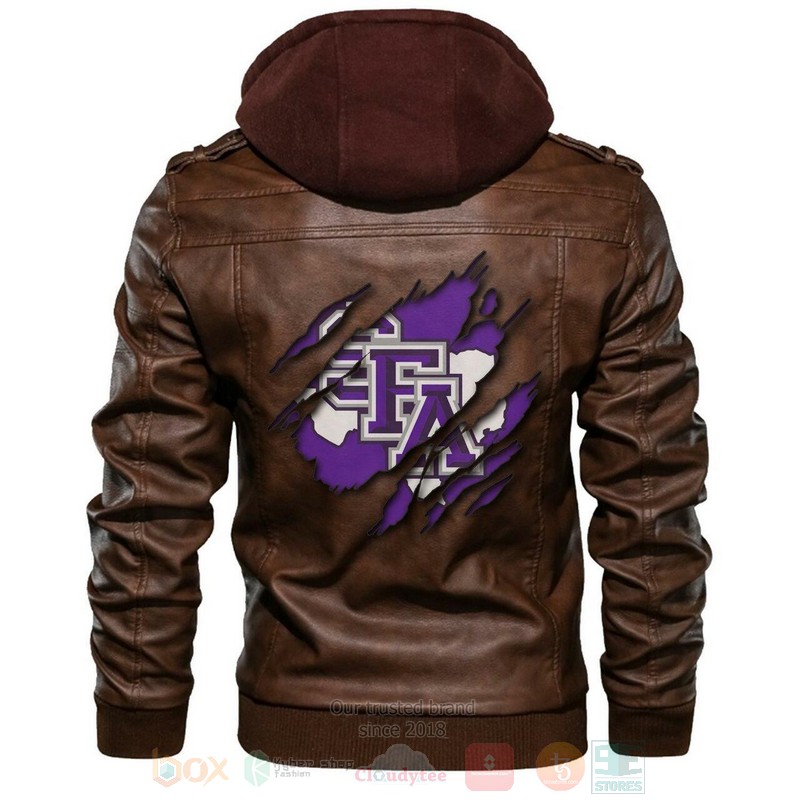 Stephen F NCAA Brown Motorcycle Leather Jacket