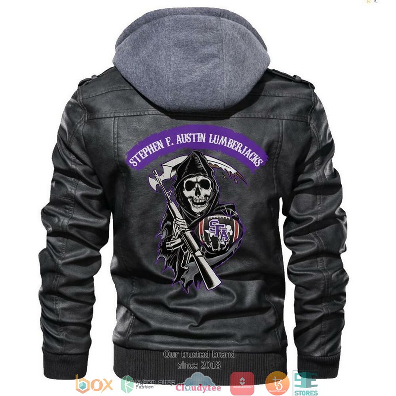 Stephen F NCAA Football Sons Of Anarchy Black Motorcycle Leather Jacket