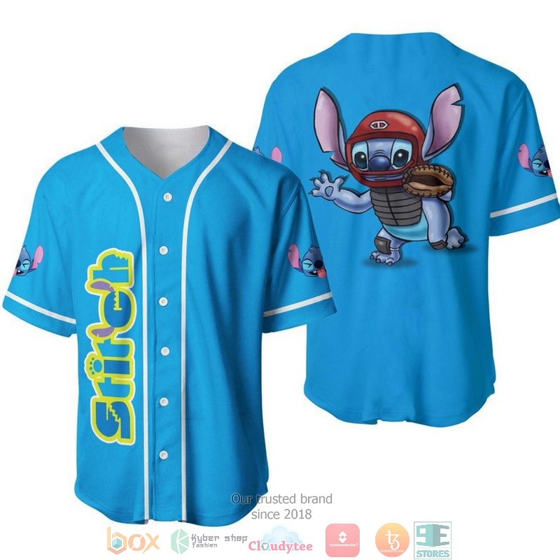 Stitch The Catcher Blue Baseball Jersey