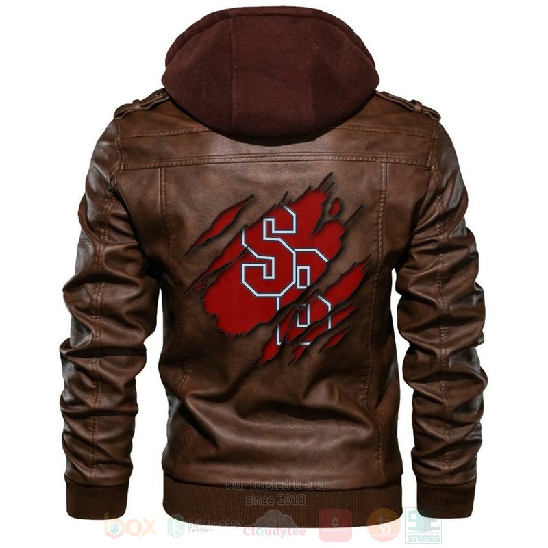 BEST Stony Brook Seawolves NCAA Champions Browns Zipper Jacket Leather 1 Stony Brook Seawolves NCAA Browns Leather Jacket