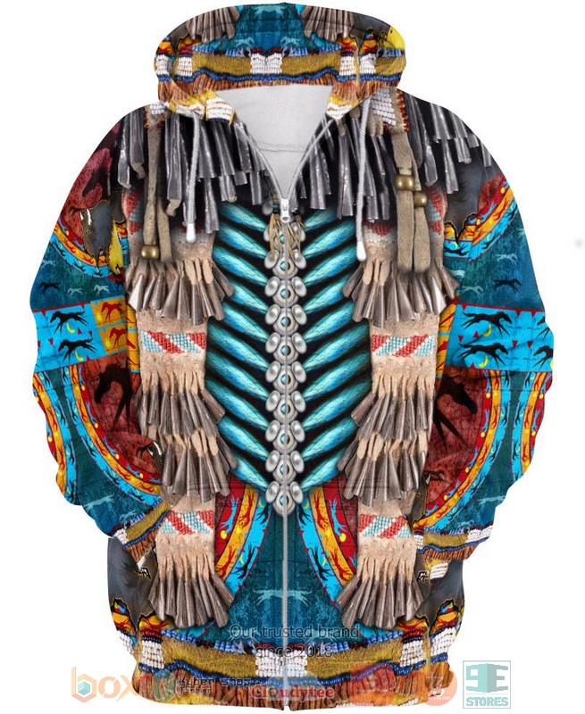 HOT Blue Native Motif All Over Printed 3D Shirt, Hoodie 5 Blue Native Motif 3D Shirt Hoodie 1 2 3 4