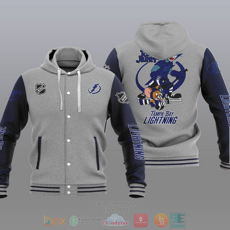 Tampa Bay Lightning NHL Tom And Jerry Baseball Hoodie Jacket 1