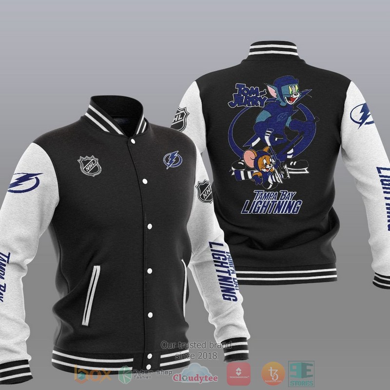 NEW Tampa Bay Lightning NHL Tom And Jerry Varsity Baseball Jacket 13 Tampa Bay Lightning NHL Tom And Jerry Baseball Jacket