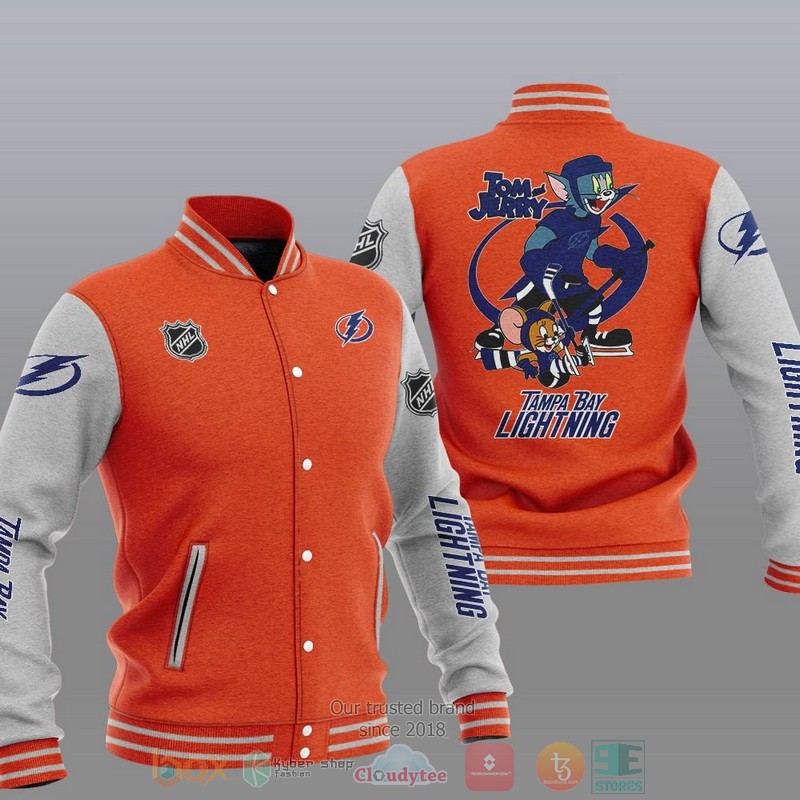 Tampa Bay Lightning NHL Tom And Jerry Baseball Jacket 1 2 3 4 5