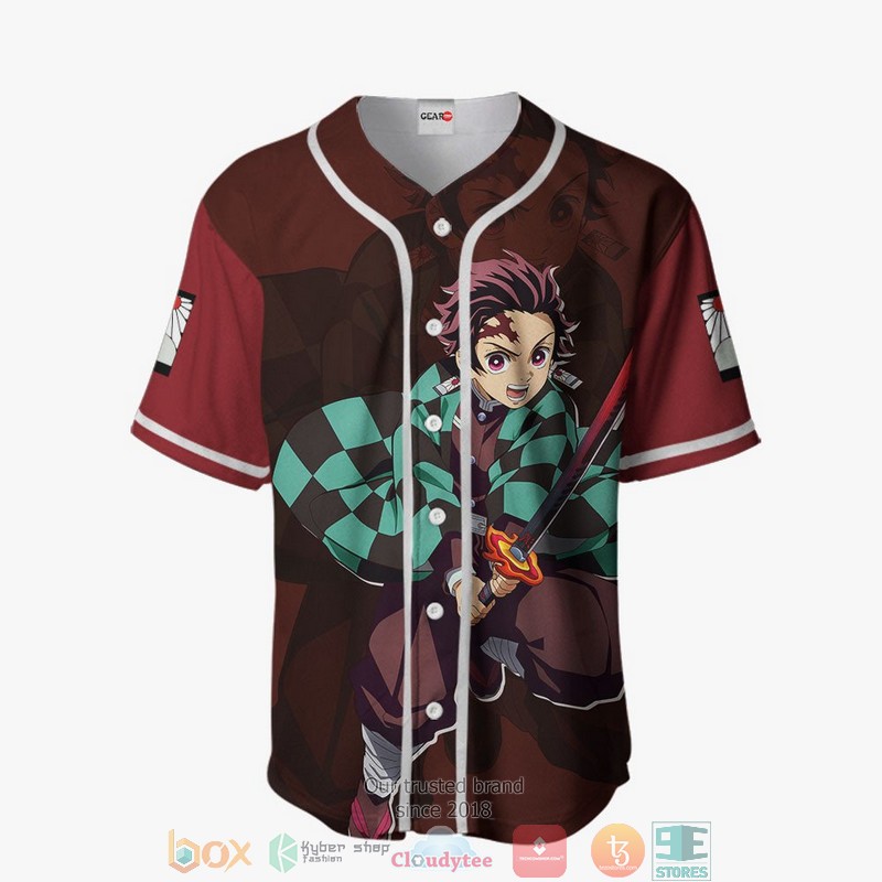 Tanjiro Red Demon Slayer Baseball Jersey Shirt 2 Tanjiro Red Demon Slayer Baseball Jersey Shirt 1