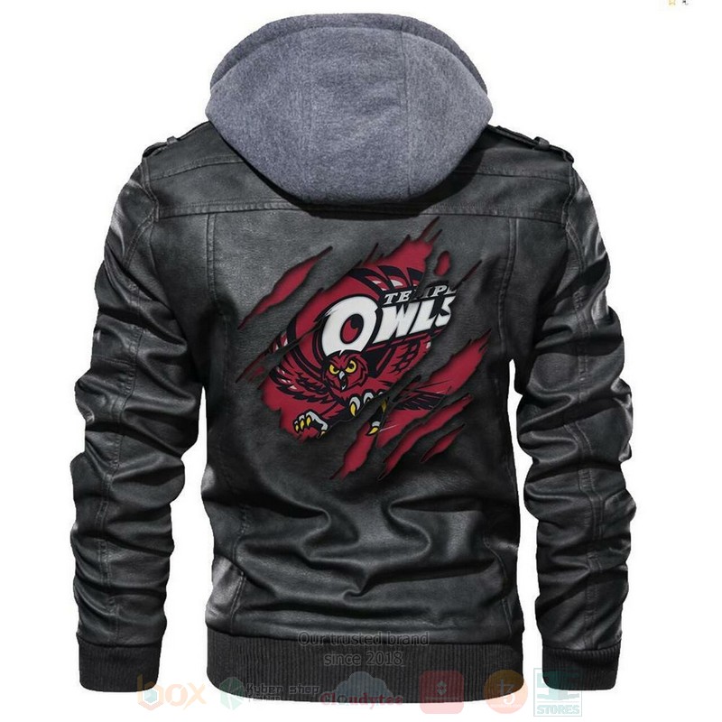 BEST Temple Owls College NCAA Champions Black Zipper Jacket Leather 1 Temple Owls College NCAA Blacks Leather Jacket