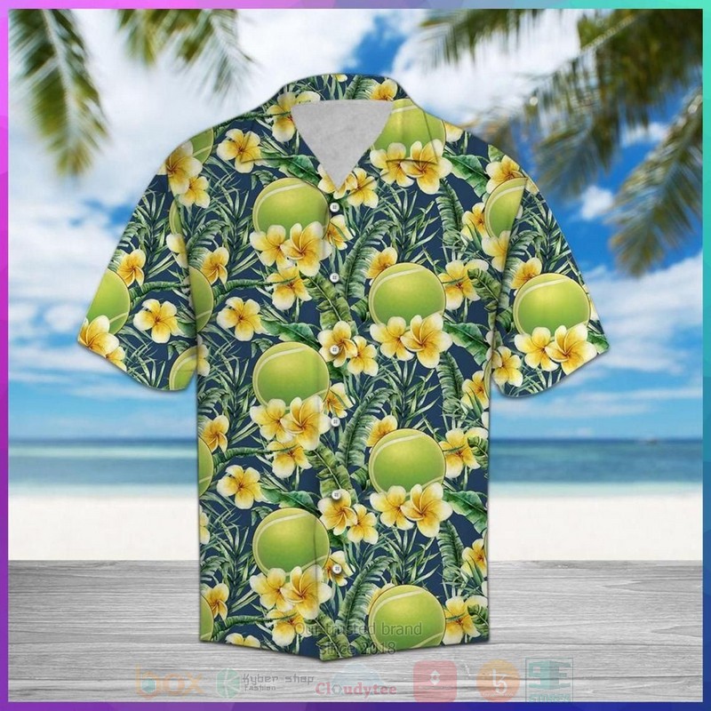 Tennis Frangipani Short Sleeve Hawaiian Shirt