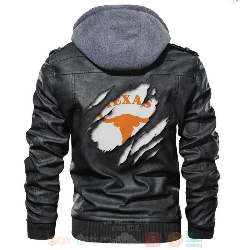 BEST NCAA Teams Texas Longhorns Black Motorcycle Rider Zipper Jacket Leather 1 Texas Longhorns NCAA Black Motorcycle Leather Jacket