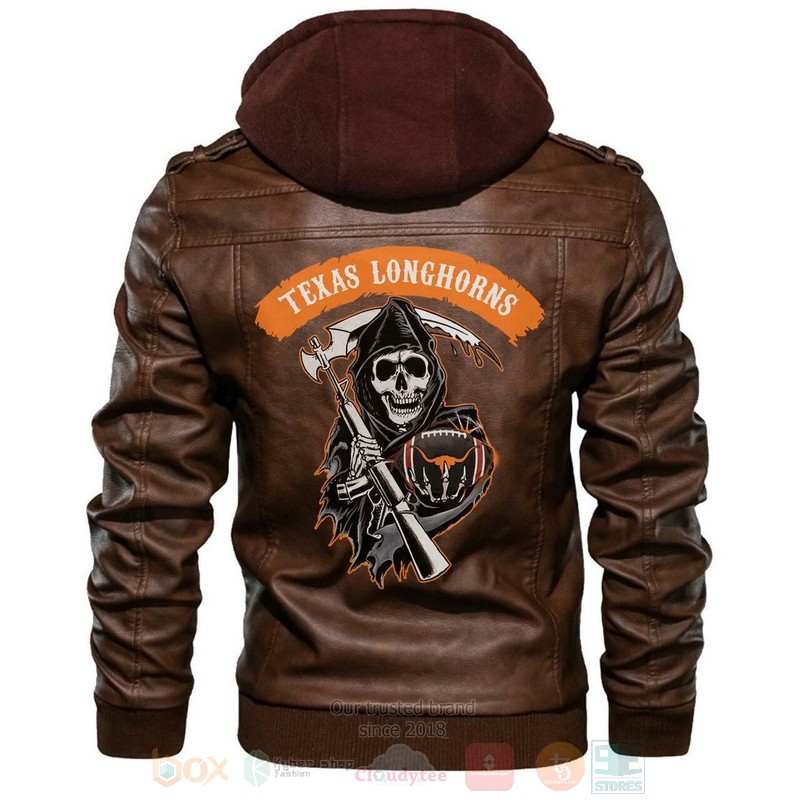 Texas Longhorns NCAA Sons of Anarchy Brown Motorcycle Leather Jacket