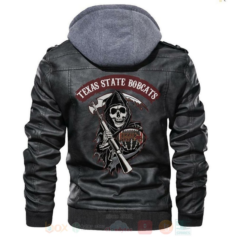 BEST Texas State Bobcats NCAA Champions Sons of Anarchy Black Zipper Jacket Leather 4 Texas State Bobcats NCAA Football Sons of Anarchy Blacks Leather Jacket