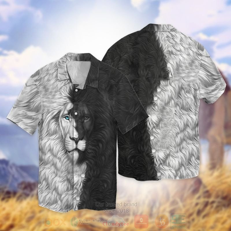 The Lion Black And White Short Sleeve Hawaiian Shirt