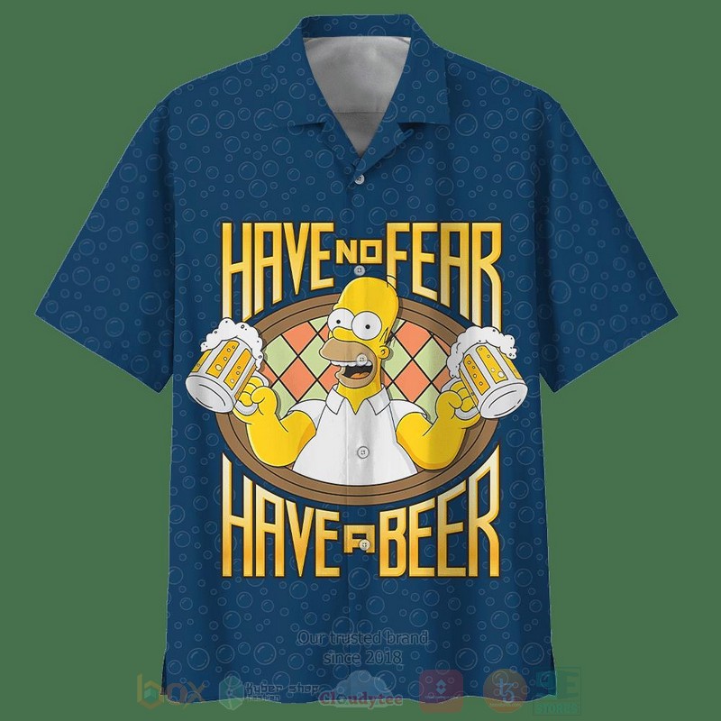 BEST The Simpsons Have No Fear Have A Beer All Over Print Aloha Shirt 3 The Simpsons Have No Fear Have A Beer Short Sleeve Hawaiian Shirt