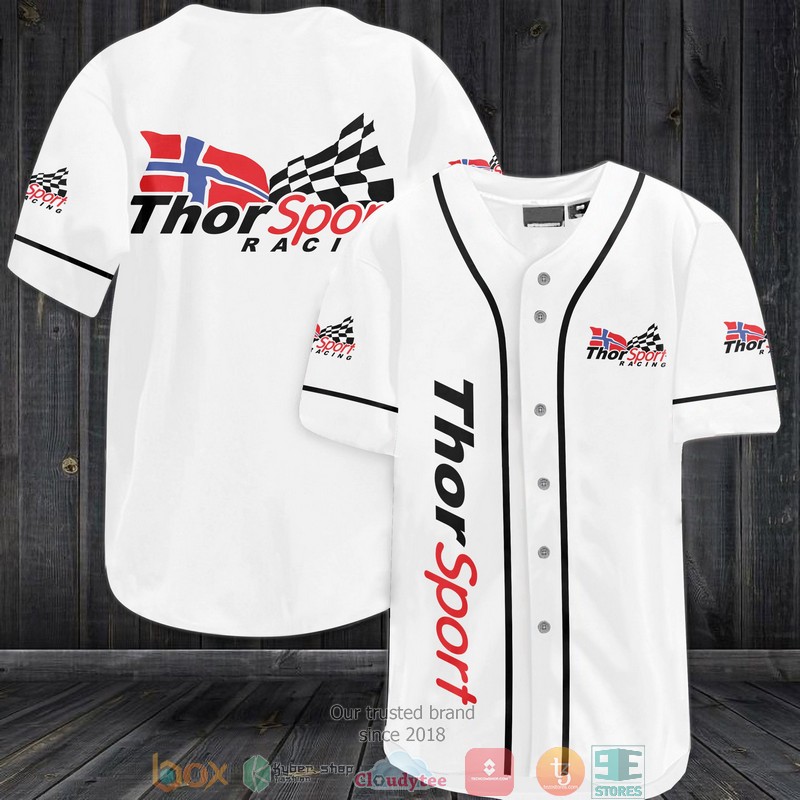 Thor Sport Racing White Baseball Jersey