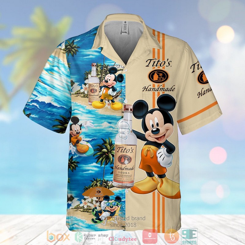 Tito's Handmade Vodka Mickey Mouse on the beach 3d Hawaiian Shirt, short 2 Titos Handmade Vodka Mickey Mouse on the beach 3d Hawaiian Shirt short 1