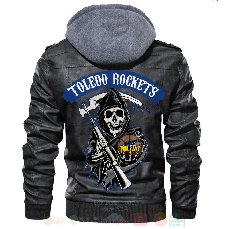 BEST Team Toledo Rockets NCAA Basketball Black Motorcycle Zipper Jacket Leather 7 Toledo Rockets NCAA Basketball Sons of Anarchy Black Motorcycle Leather Jacket