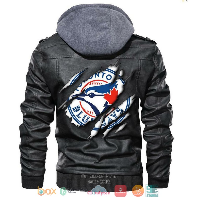 Toronto Blue Jays MLB Baseball Sons Of Anarchy Black Motorcycle Leather Jacket