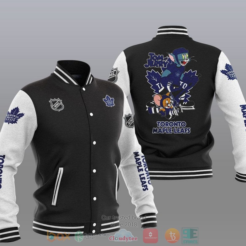 NEW Toronto Maple Leafs NHL Tom And Jerry Varsity Baseball Jacket 1 Toronto Maple Leafs NHL Tom And Jerry Baseball Jacket