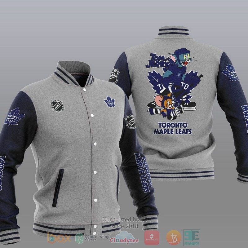NEW Toronto Maple Leafs NHL Tom And Jerry Varsity Baseball Jacket 2 Toronto Maple Leafs NHL Tom And Jerry Baseball Jacket 1