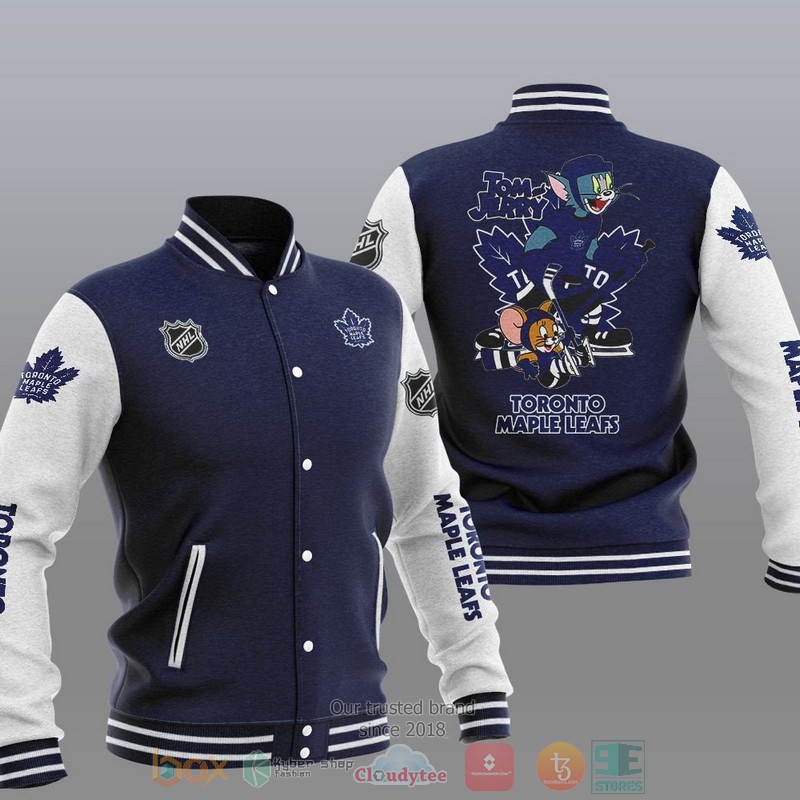 NEW Toronto Maple Leafs NHL Tom And Jerry Varsity Baseball Jacket 3 Toronto Maple Leafs NHL Tom And Jerry Baseball Jacket 1 2