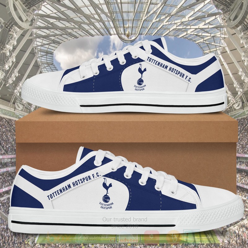 Tottenham Hotspur F C Black White Low Top Canvas Shoes 1