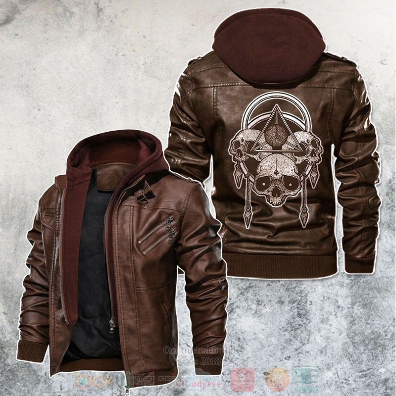 Tri Skull Monster Leather Jacket 1