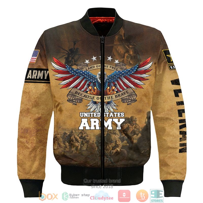 BEST US Army Because of the brave Eagle American flag bomber jacket 11 US Army Because of the brave Eagle American flag bomber jacket